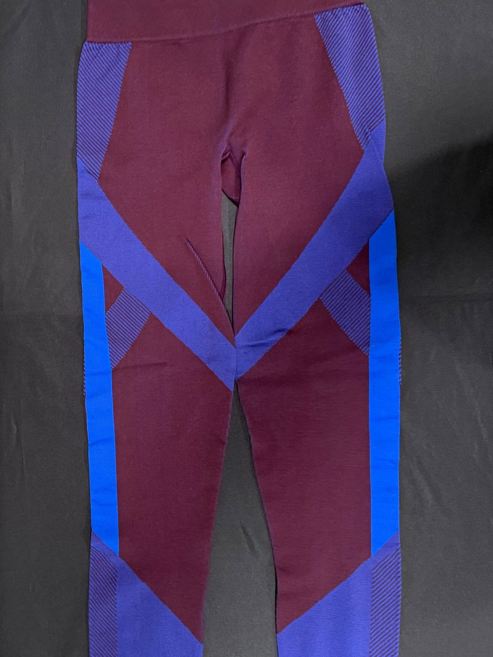 So Burgundy and Blue Colorblock Leggings